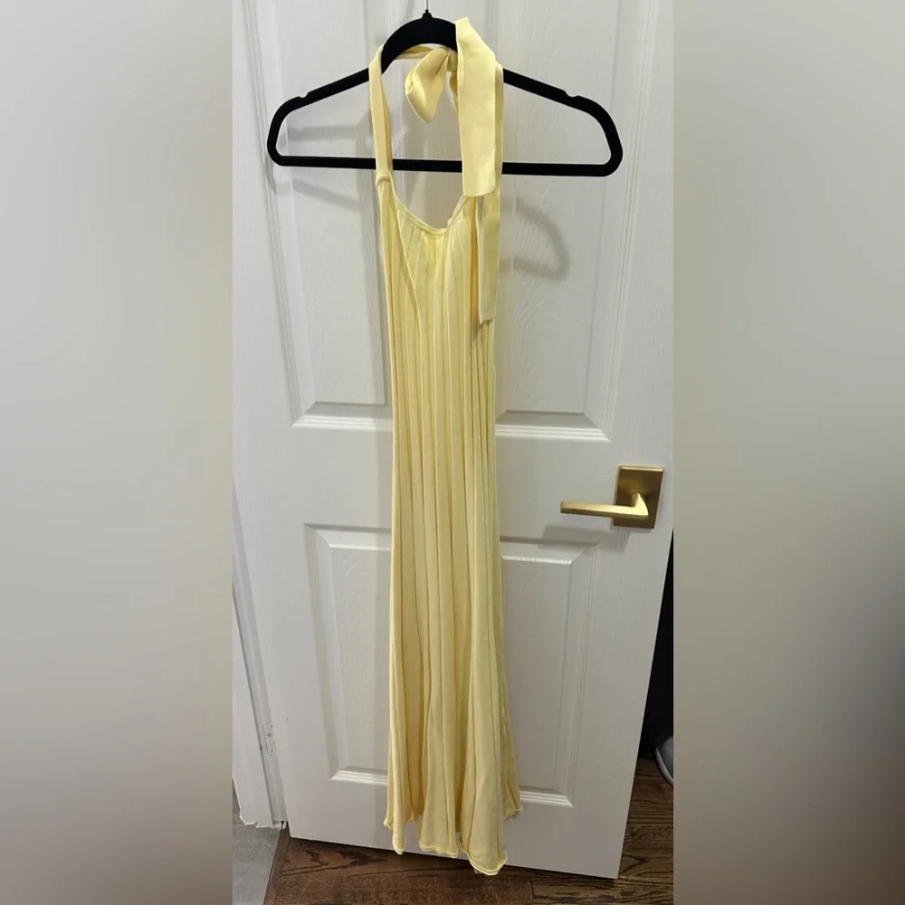 Meshki Jacqui Halter Knit Midi Dress - Lemon (S) - Picture 2 of 8